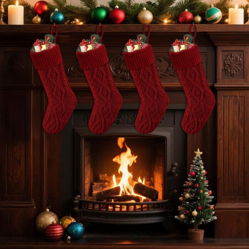 Doitory Store Christmas Stockings,Christmas Hanging Stockings Decoration Soft and Comfortable Knitted Festival Party Xmas Tree Stocking - Image 4